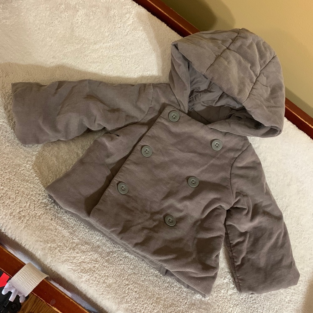 GAP Corduroy Puffer Grey Winter Baby Girl Peacoat